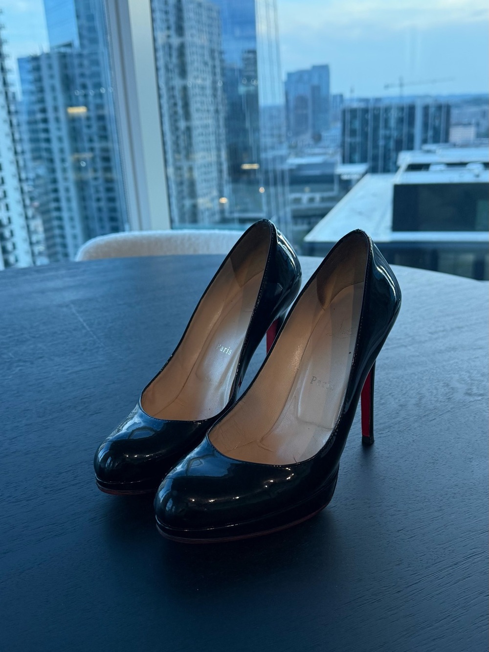 Christian Louboutin Black Patent Pumps with Red Sole